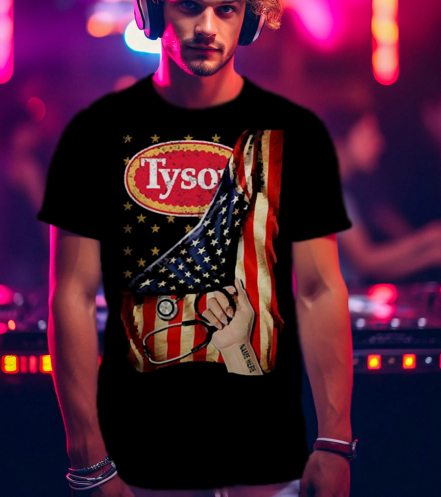 Tyson Foods American Flag Tattoo Sleeve T-Shirt