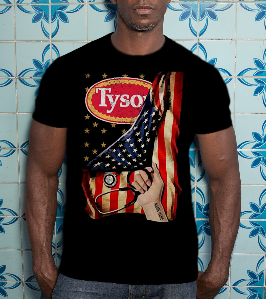 Tyson Foods American Flag Tattoo Sleeve T-Shirt