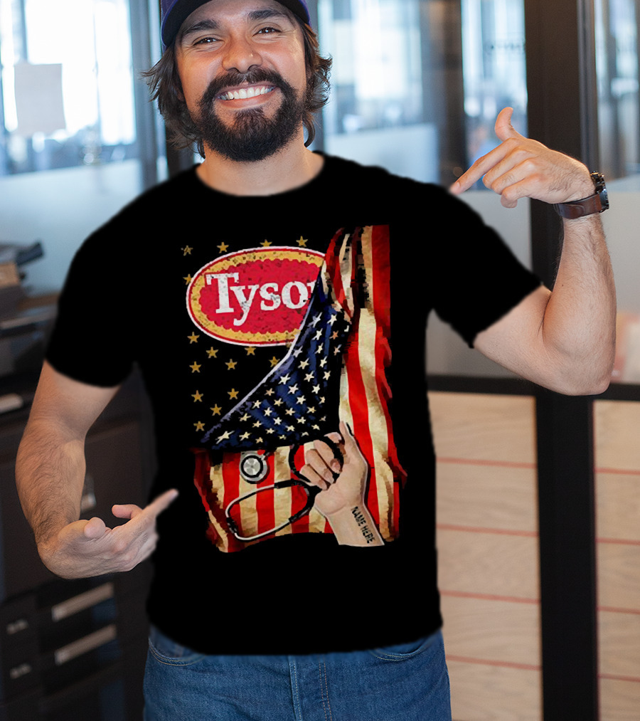 Tyson Foods American Flag Tattoo Sleeve T-Shirt