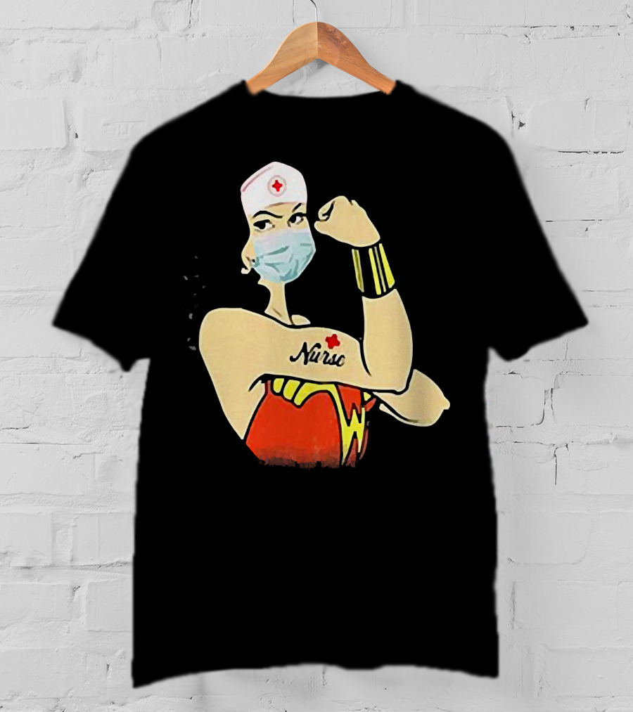 Wonder Woman Nurse Masked Tattoo Flexing T-Shirt