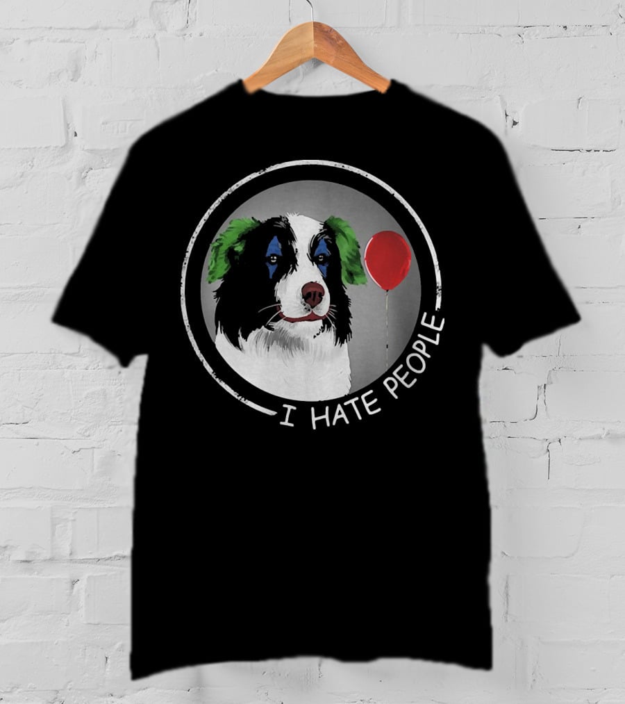 I Hate People Companion Dog With Red Balloon T-Shirt