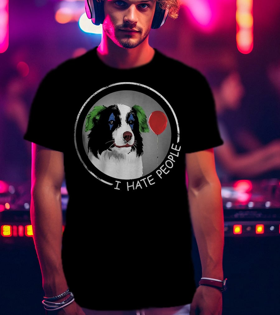 I Hate People Companion Dog With Red Balloon T-Shirt