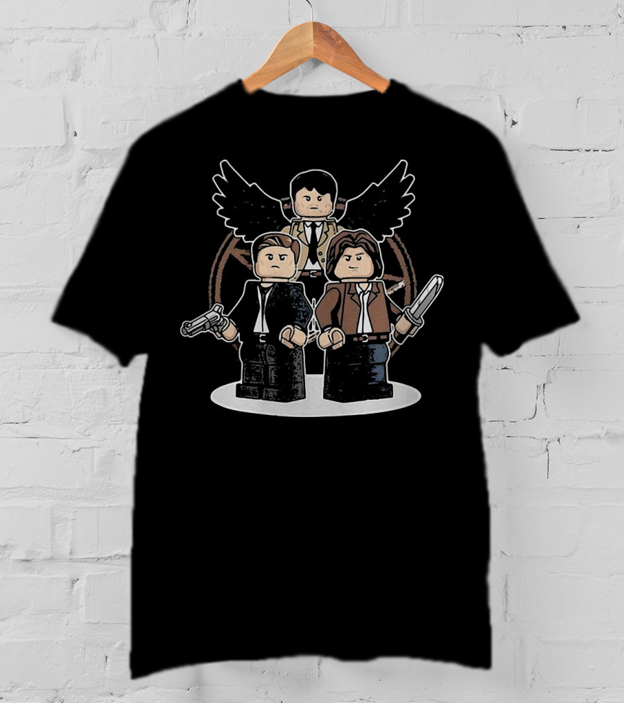 Supernatural Dean Sam Lego Characters With Angel Wings T-Shirt
