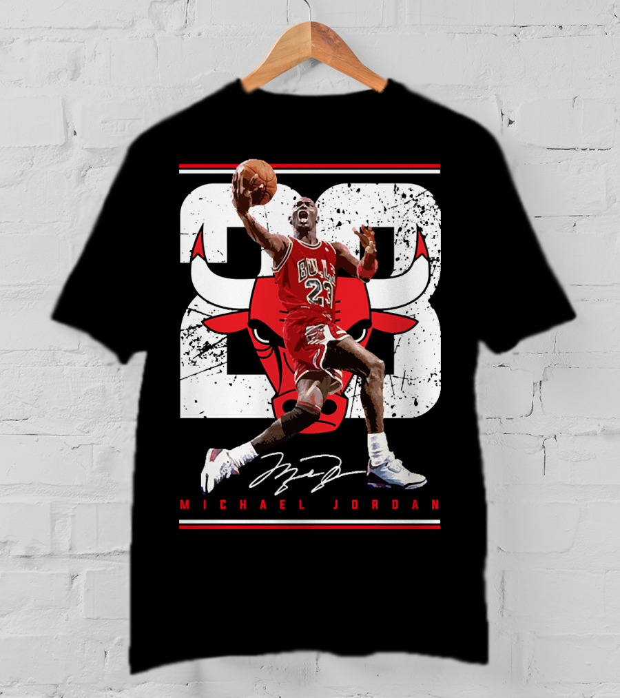Michael Jordan Bulls 23 Iconic Dunk Signature T-Shirt