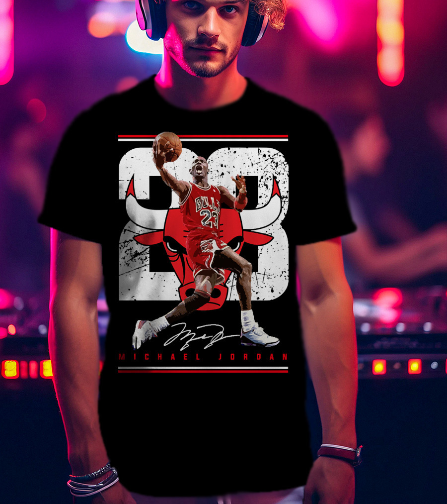 Michael Jordan Bulls 23 Iconic Dunk Signature T-Shirt