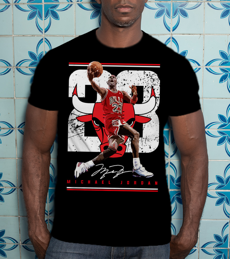 Michael Jordan Bulls 23 Iconic Dunk Signature T-Shirt