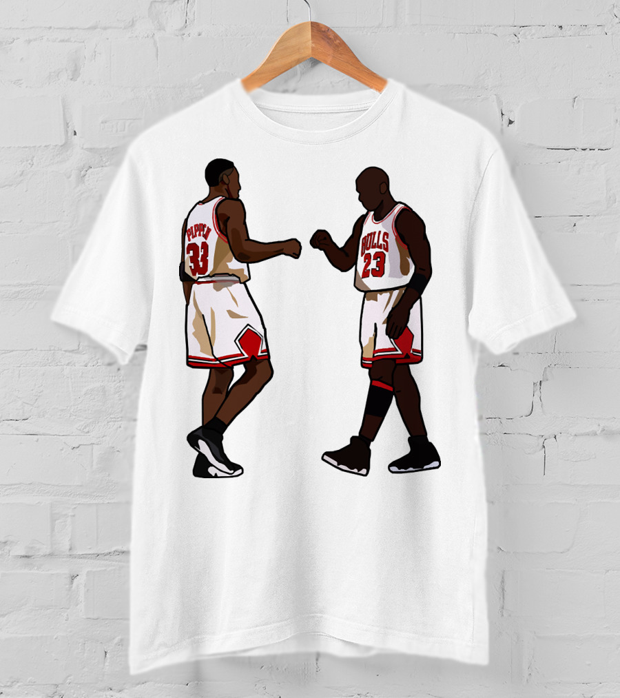 Michael Jordan Scottie Pippen 23 33 Chicago Bulls NBA Throwback T-Shirt