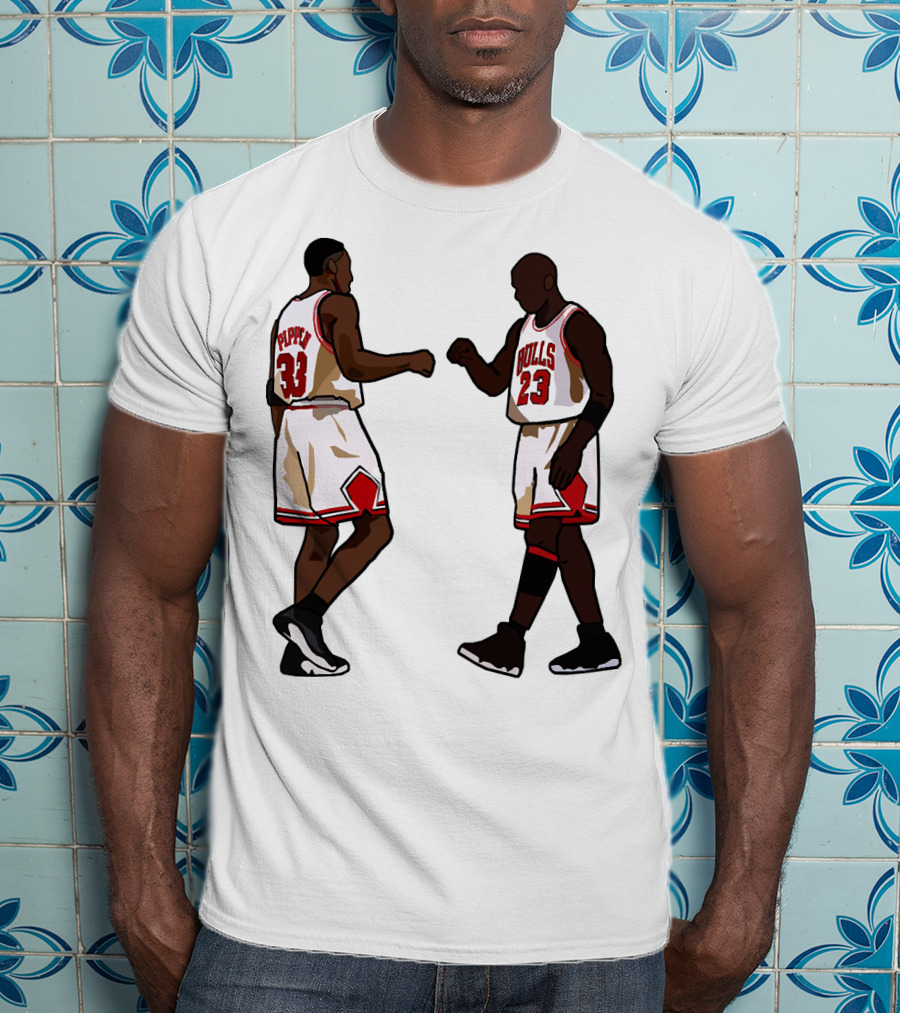 Michael Jordan Scottie Pippen 23 33 Chicago Bulls NBA Throwback T-Shirt