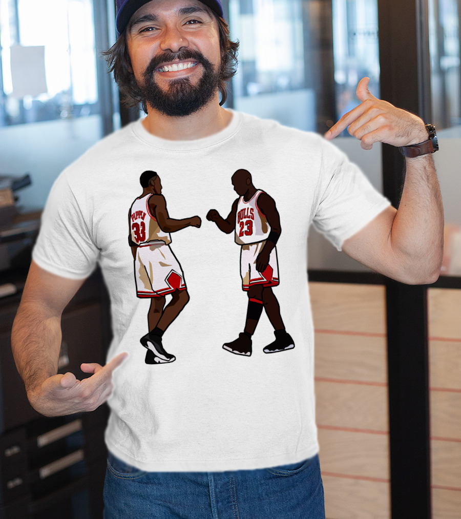 Michael Jordan Scottie Pippen 23 33 Chicago Bulls NBA Throwback T-Shirt