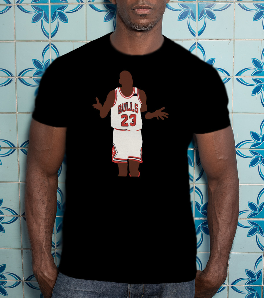 Bulls 23 Michael Jordan Shoulder Shrug T-Shirt