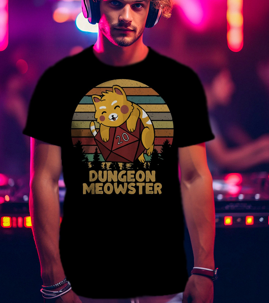 Dungeon Meowster Cat With D20 Dice T-Shirt