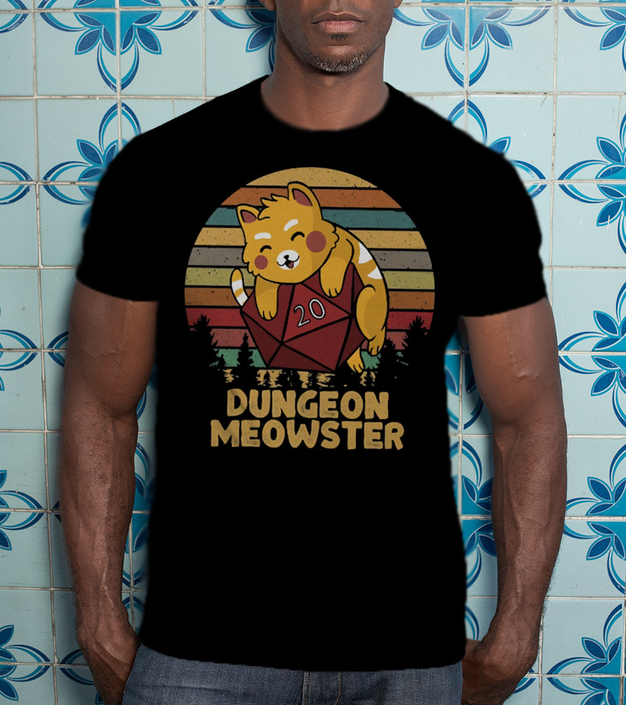 Dungeon Meowster Cat With D20 Dice T-Shirt