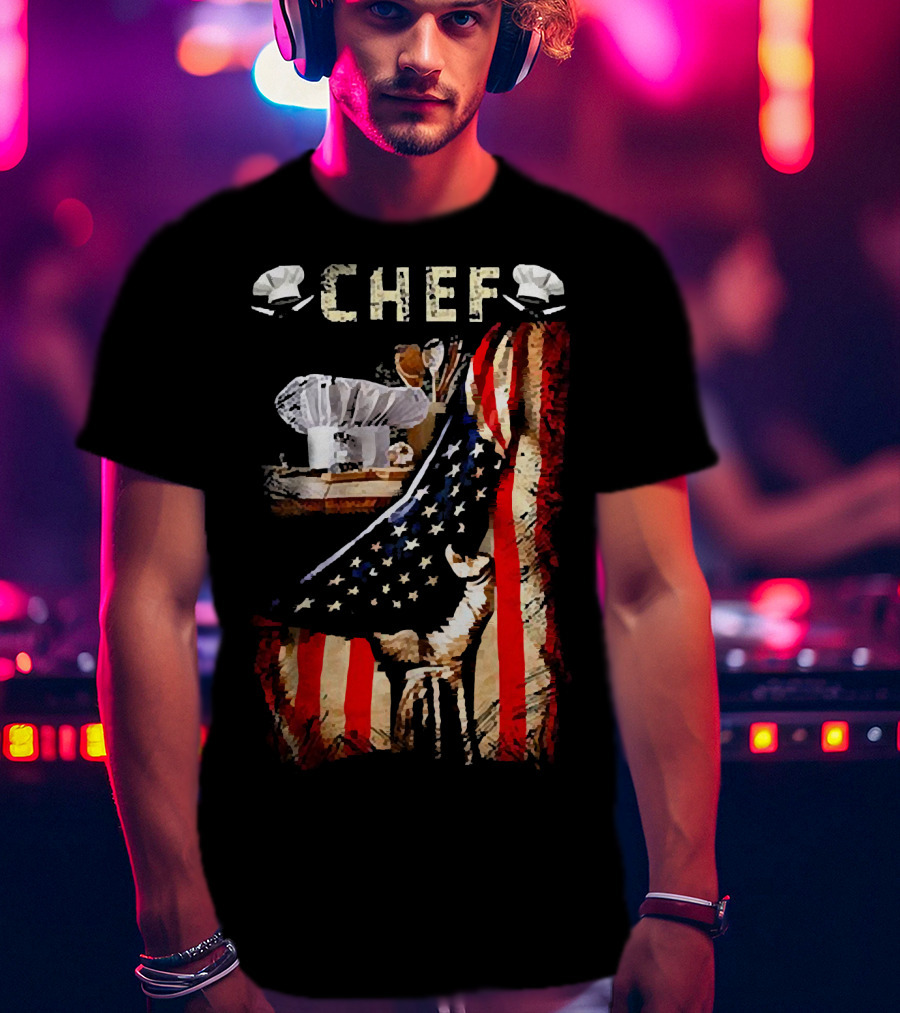 CHEF Proud American Flag Culinary Passion T-Shirt