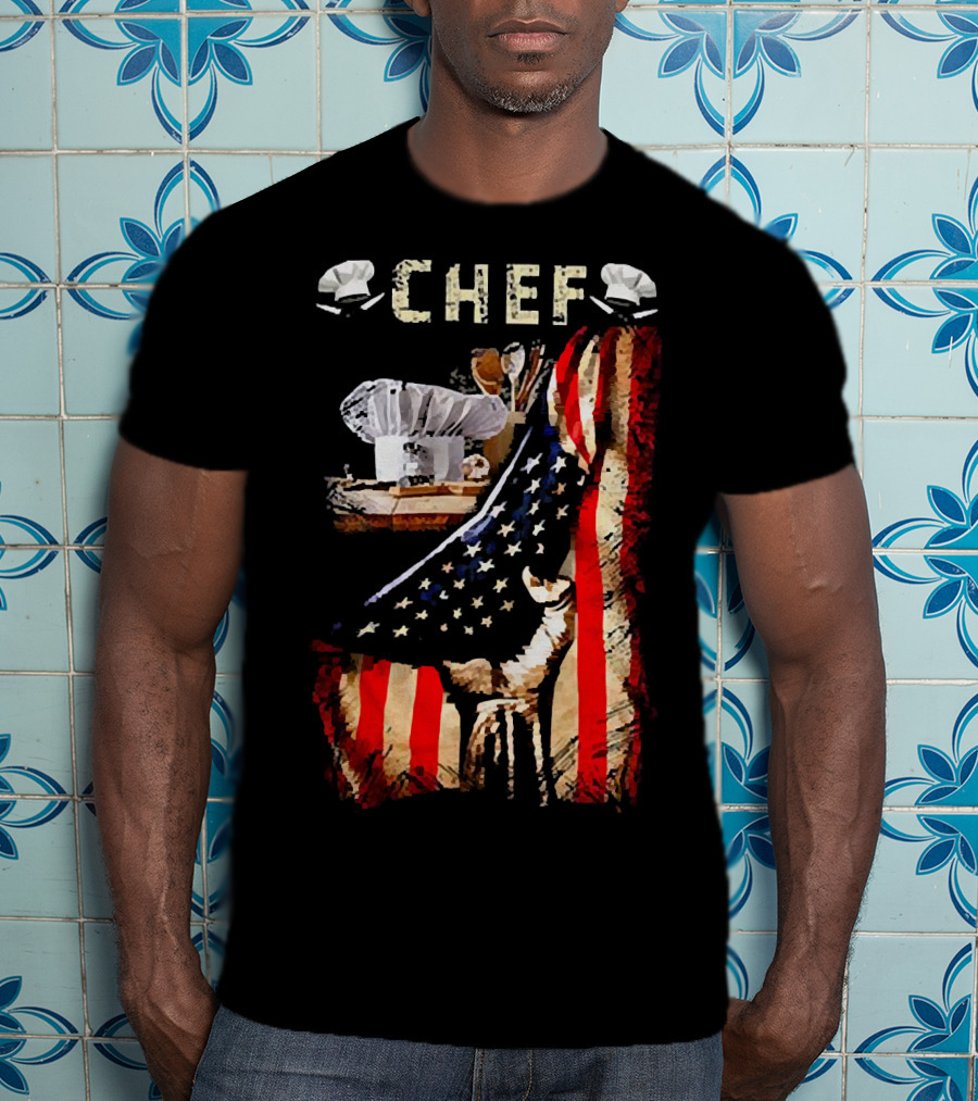 CHEF Proud American Flag Culinary Passion T-Shirt