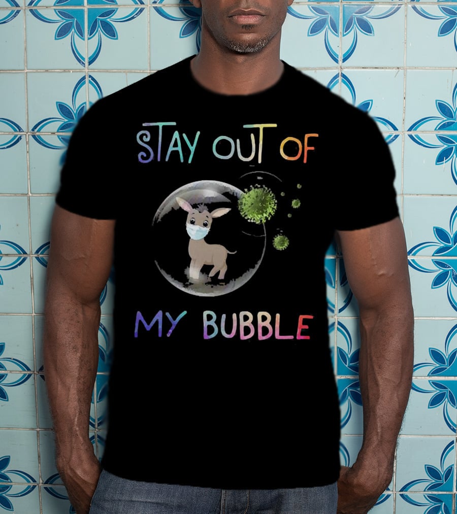 Stay Out Of My Bubble Fawn Wearing Mask Inside Bubble With Virus Particles T-Shirt