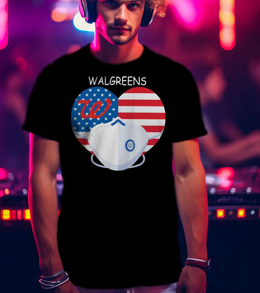 Walgreens Heart American Flag Face Mask T-Shirt
