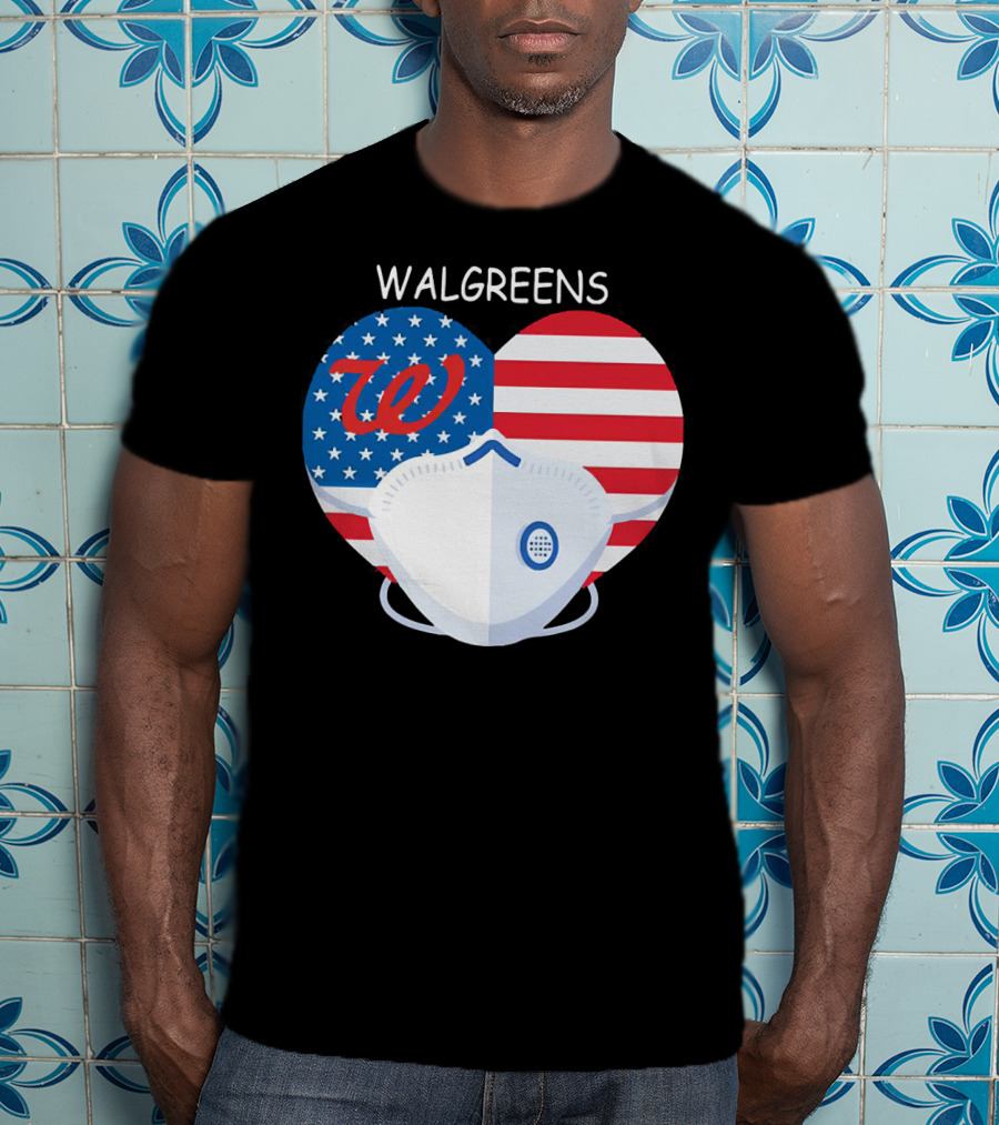Walgreens Heart American Flag Face Mask T-Shirt