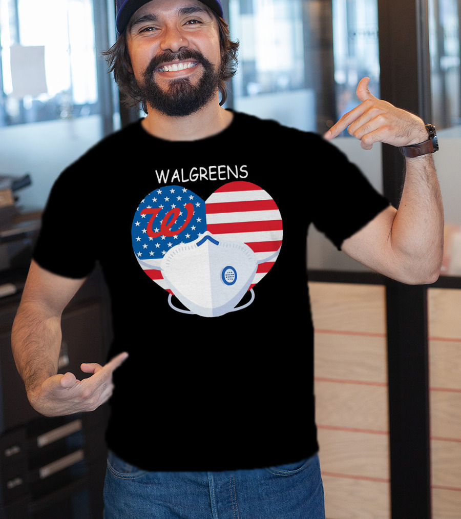 Walgreens Heart American Flag Face Mask T-Shirt