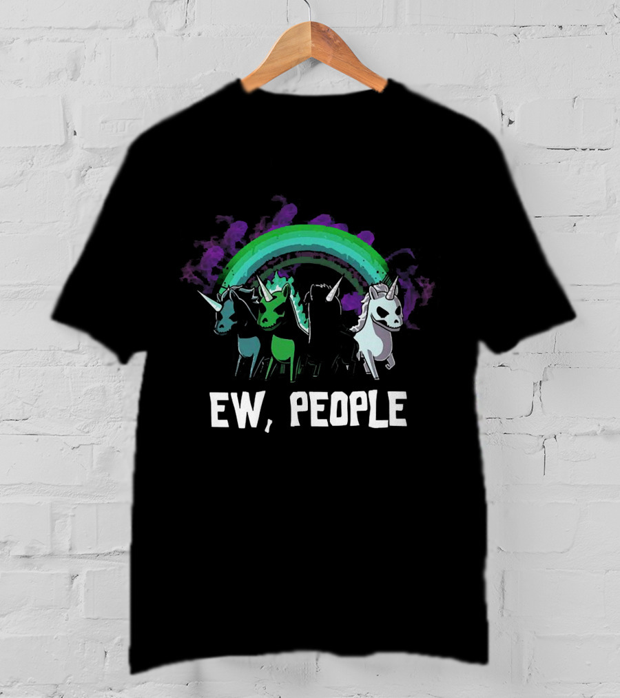 Four Unicorns Of The Apocalypse Ew People Rainbow Skulls T-Shirt