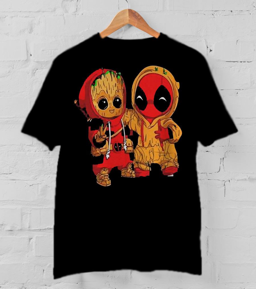 Baby Groot And Baby Deadpool Hoodie Friends T-Shirt