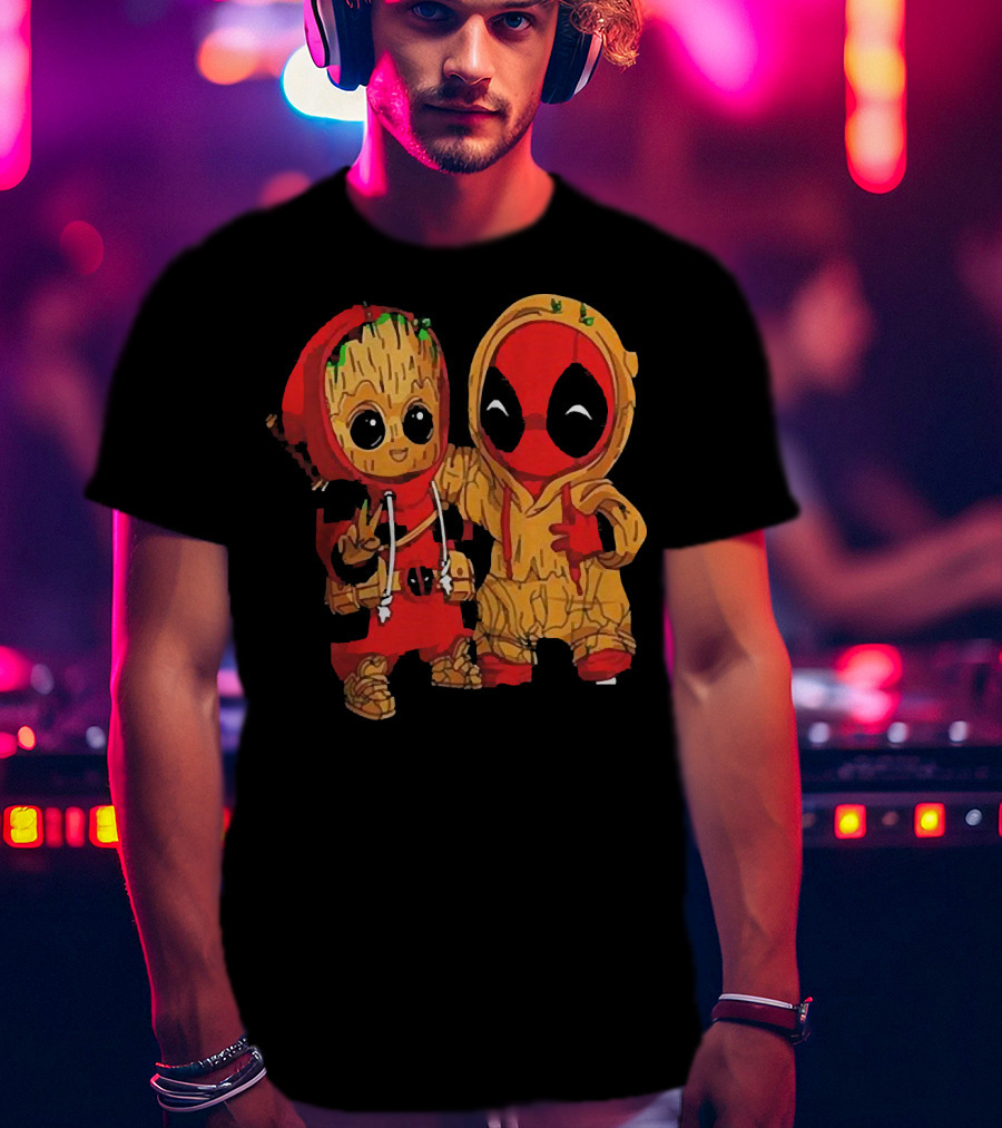 Baby Groot And Baby Deadpool Hoodie Friends T-Shirt