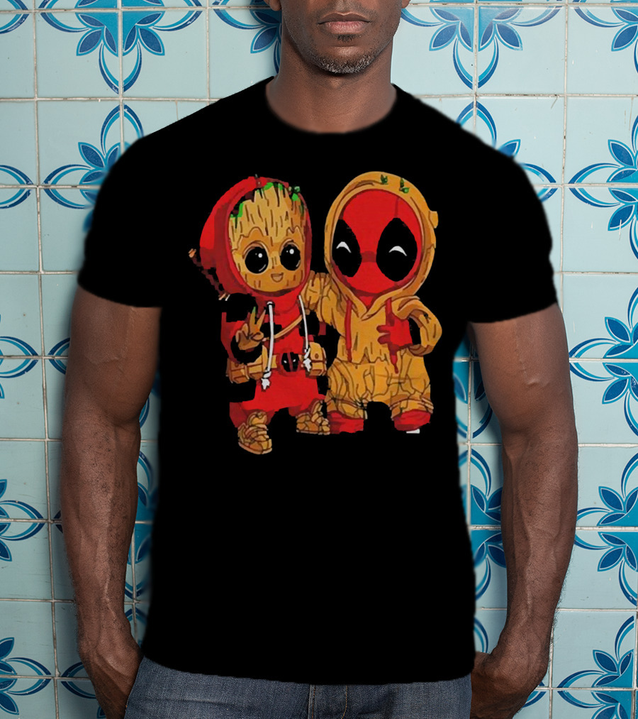 Baby Groot And Baby Deadpool Hoodie Friends T-Shirt