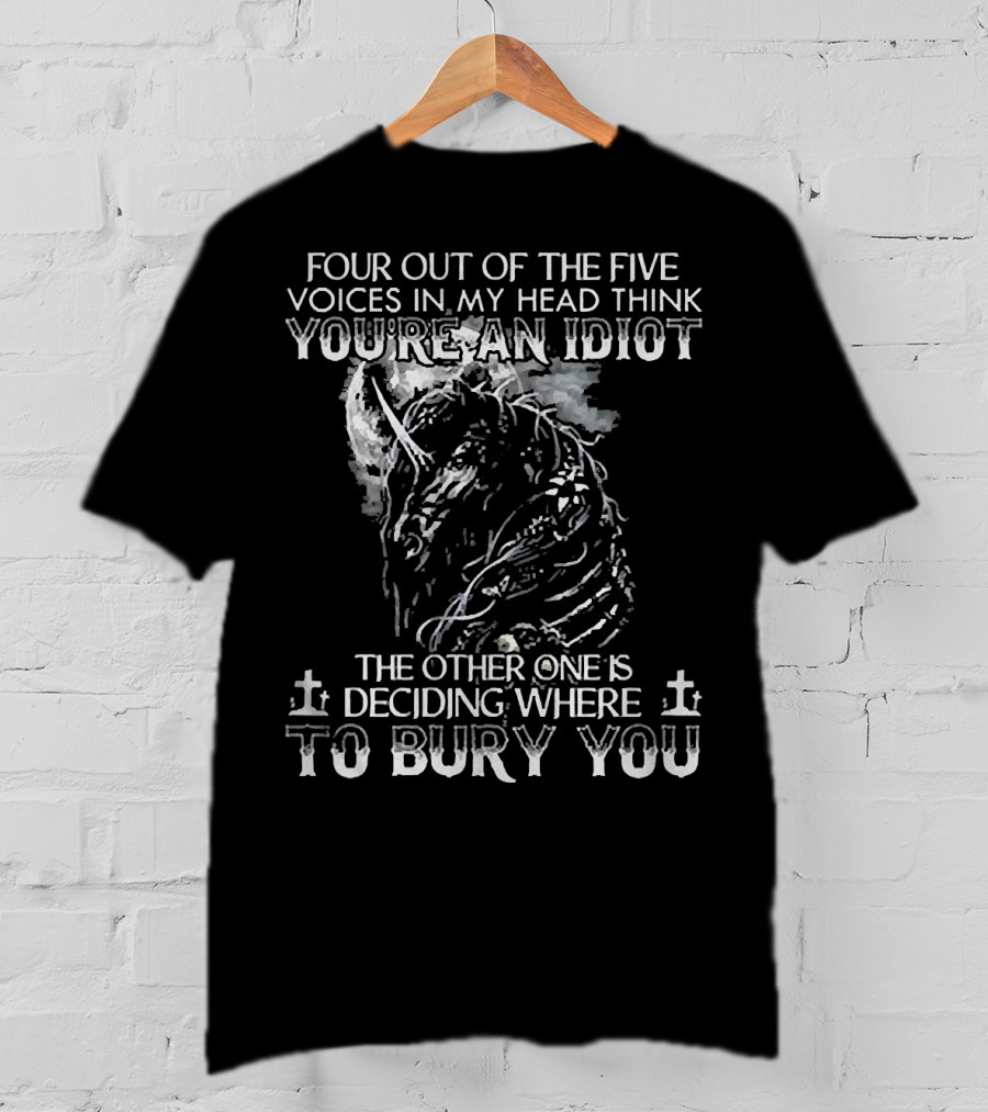 Four Out Of The Five Voices In My Head Think You're An Idiot Skull Unicorn Diamond T-Shirt