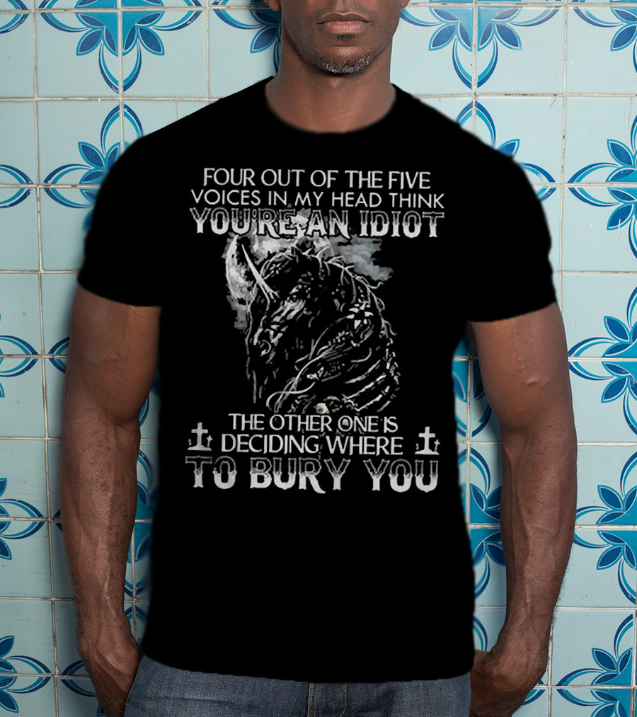 Four Out Of The Five Voices In My Head Think You're An Idiot Skull Unicorn Diamond T-Shirt