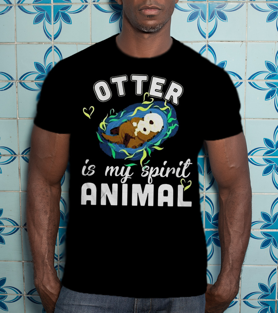 OTTER Is My Spirit Animal Playful Heart T-Shirt