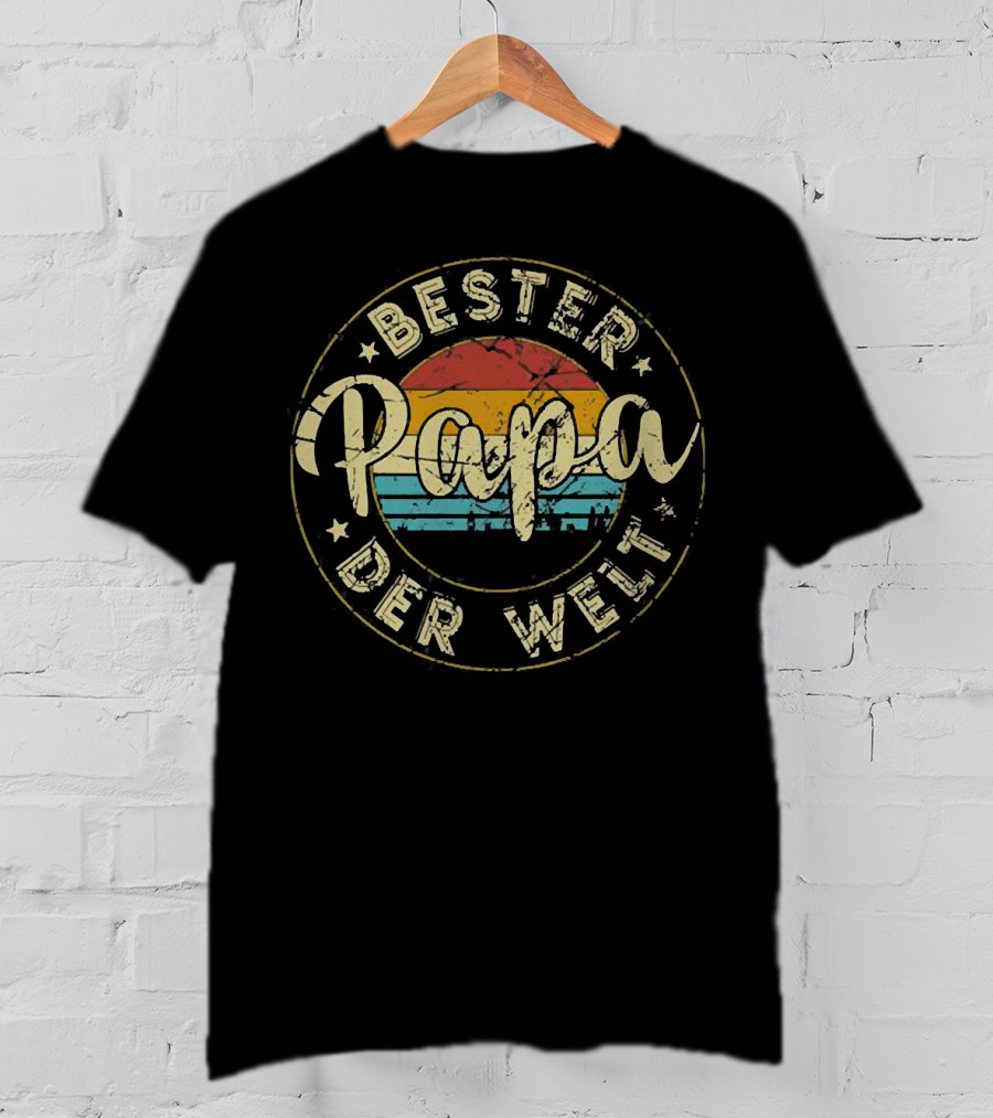 Bester Papa Der Welt Vintage Sunset Circle Emblem T-Shirt