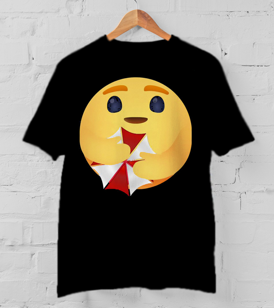 Facebook Care Emoji Embrace With Red Parasol T-Shirt