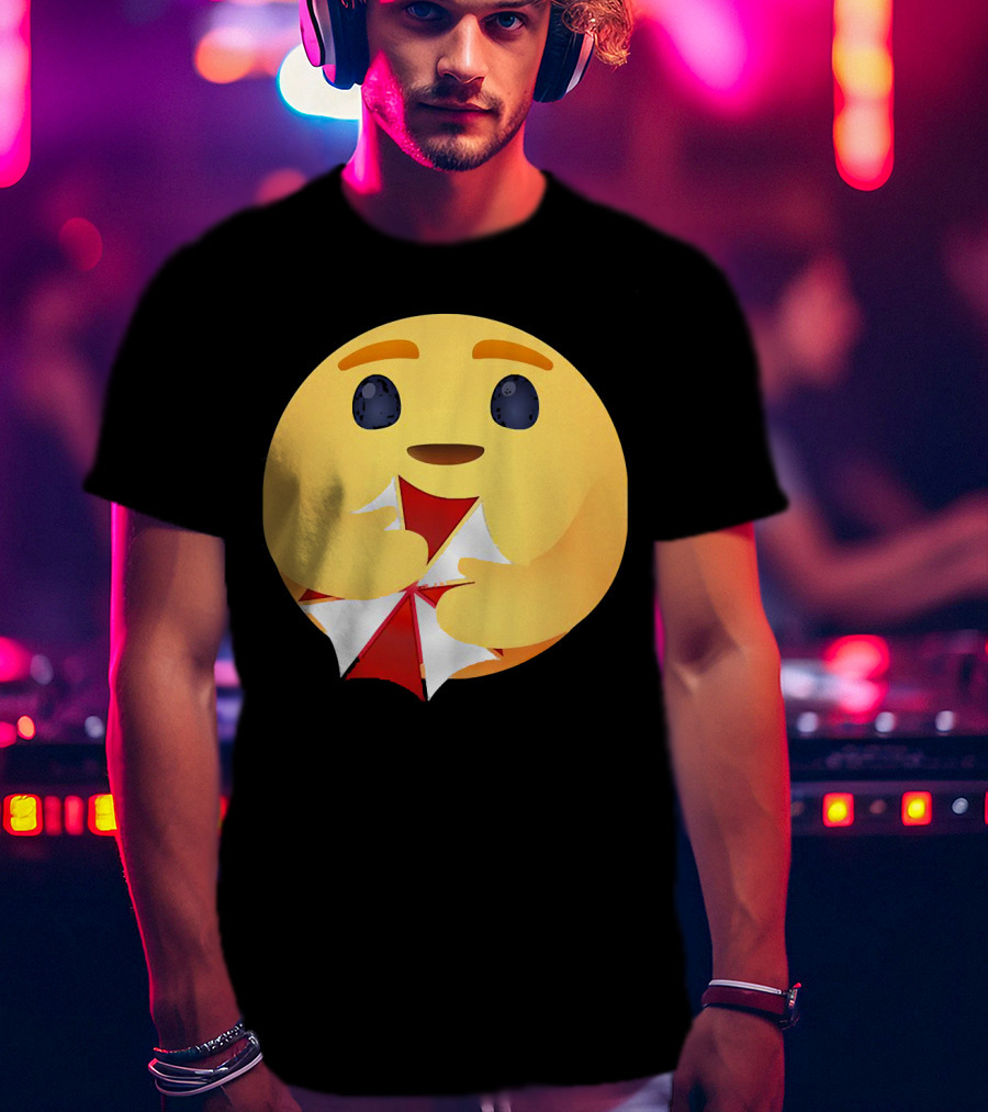 Facebook Care Emoji Embrace With Red Parasol T-Shirt