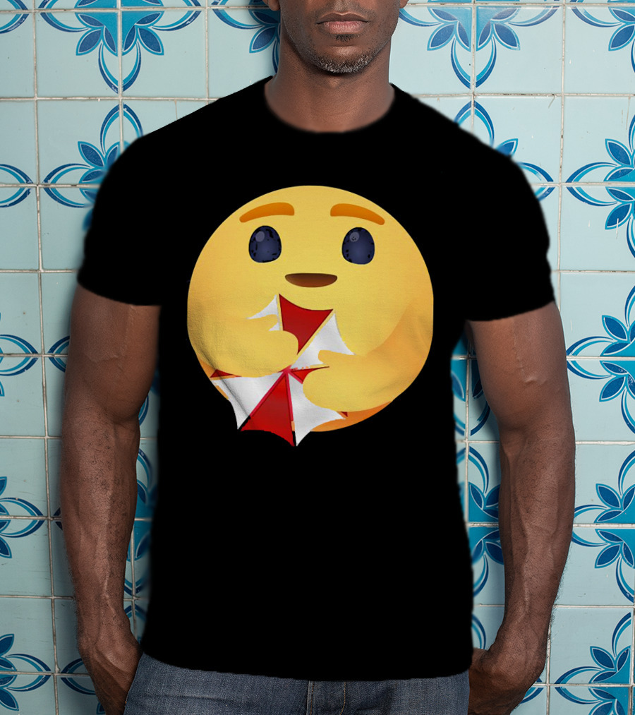 Facebook Care Emoji Embrace With Red Parasol T-Shirt