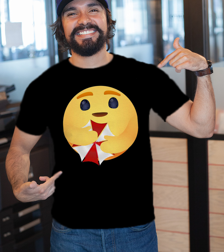 Facebook Care Emoji Embrace With Red Parasol T-Shirt
