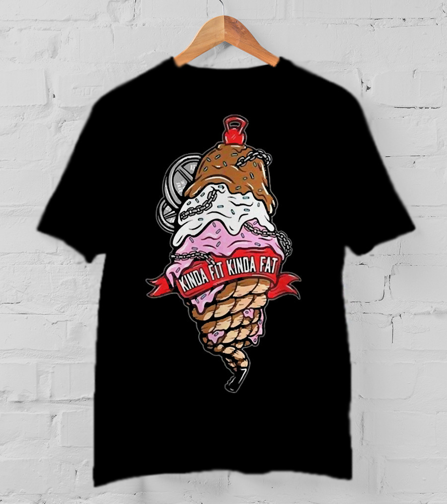 Hafthor Bjornsson Kinda Fit Kinda Fat Ice Cream Weightlifting Chains T-Shirt
