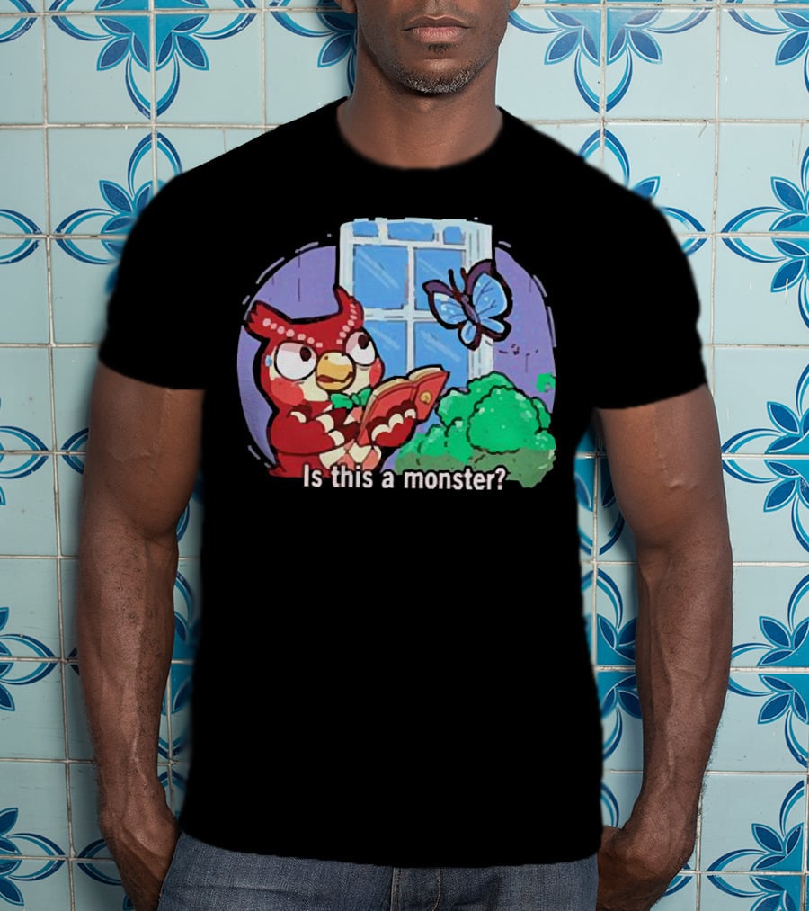 Owl Is This A Monster With Book And Butterfly By Window T-Shirt