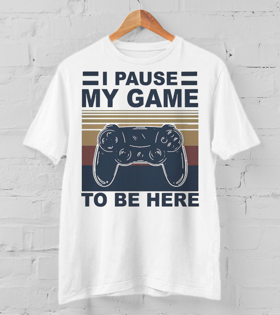 I Pause My Game To Be Here Game Controller Retro Stripe T-Shirt