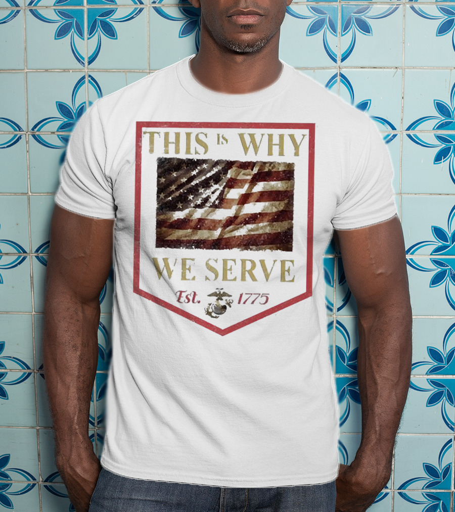 This Is Why We Serve Est 1775 American Flag And Eagle Emblem T-Shirt