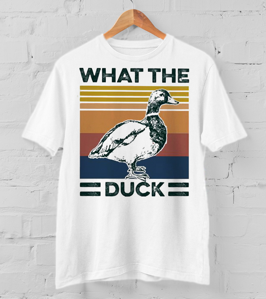 What The Duck Vintage Style Retro Stripes Duck Image T-Shirt