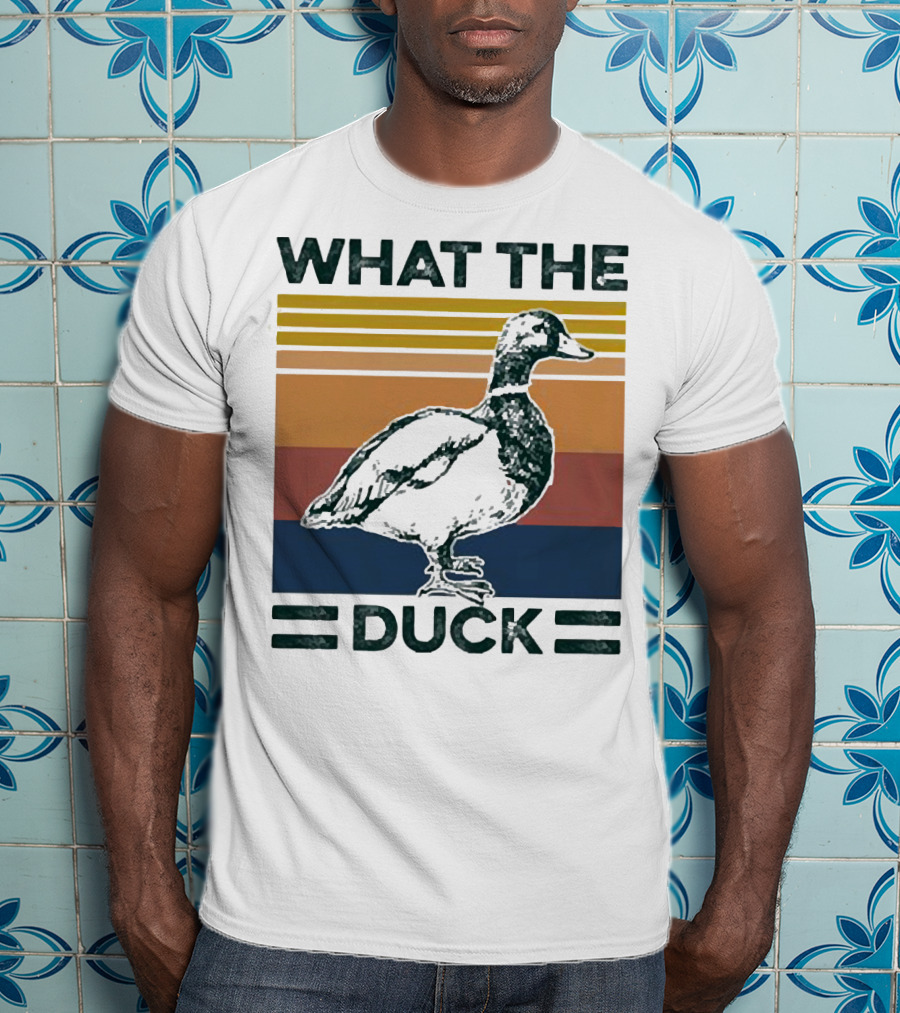 What The Duck Vintage Style Retro Stripes Duck Image T-Shirt