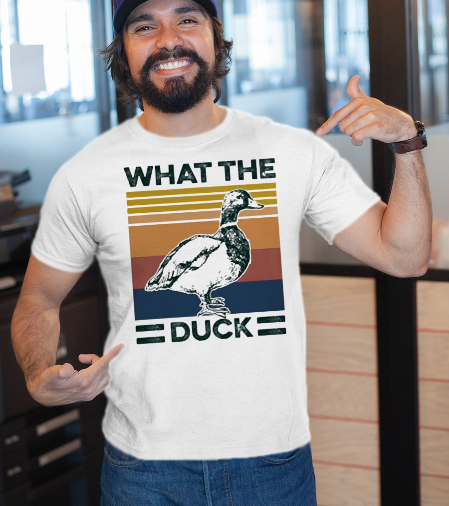 What The Duck Vintage Style Retro Stripes Duck Image T-Shirt
