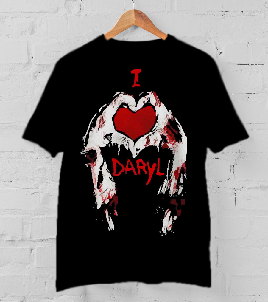 I Love Daryl The Walking Dead Zombie Heart Wings T-Shirt