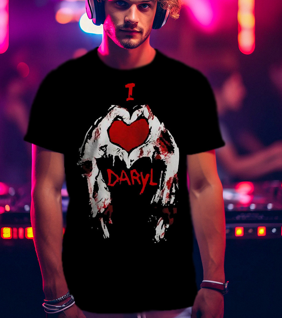 I Love Daryl The Walking Dead Zombie Heart Wings T-Shirt