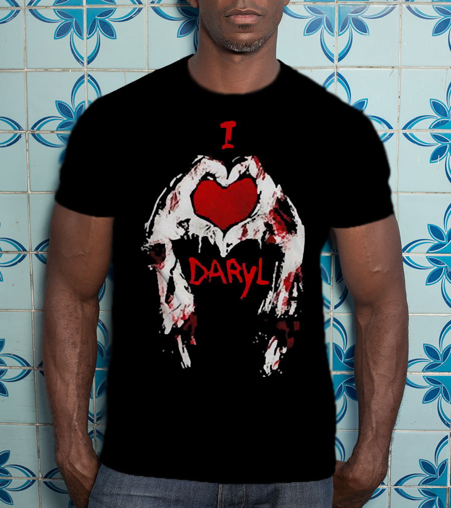 I Love Daryl The Walking Dead Zombie Heart Wings T-Shirt