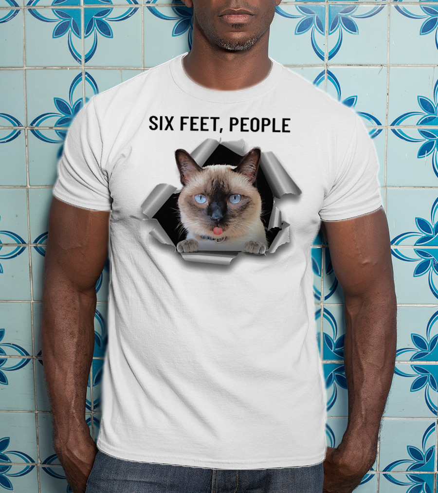 Siamese Cat Six Feet People Torn Ripper T-Shirt