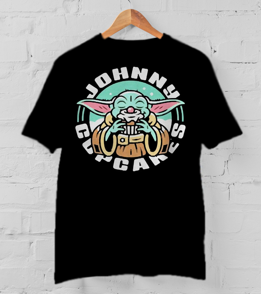 Johnny Cupcakes Baby Yoda Enjoying Cupcake T-Shirt
