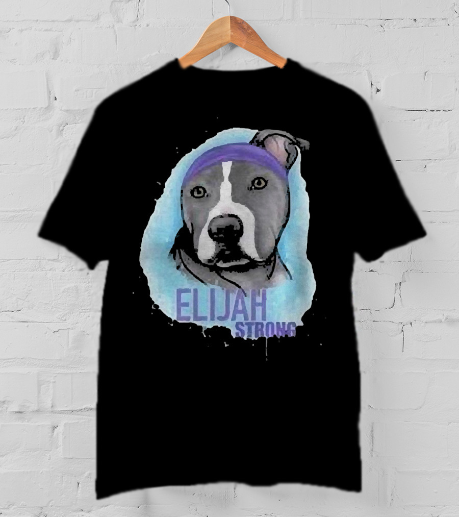 Elijah Strong Watercolor Dog Portrait In Purple Bandana T-Shirt