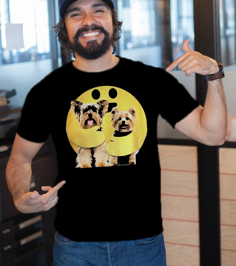 Iconic Hugging Emoji With Yorkie Dogs T-Shirt