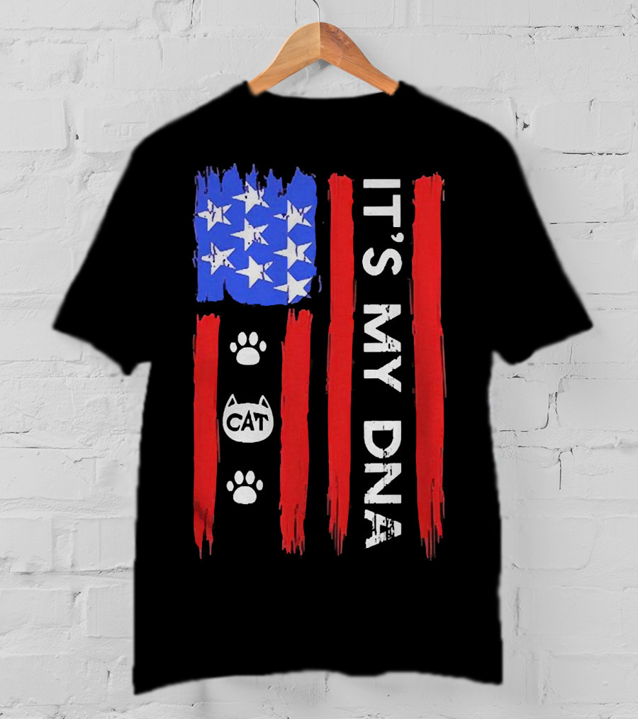 Independence Day It's My DNA Cat Paw American Flag T-Shirt