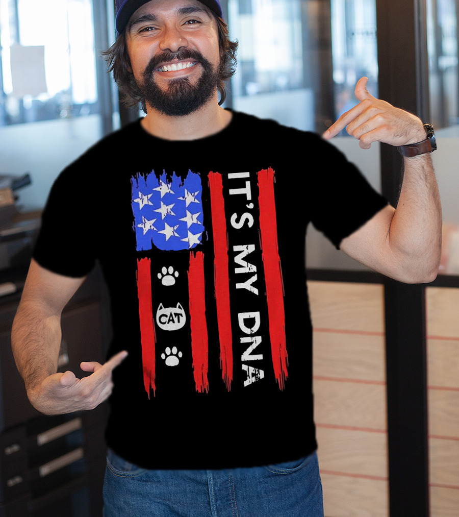 Independence Day It's My DNA Cat Paw American Flag T-Shirt